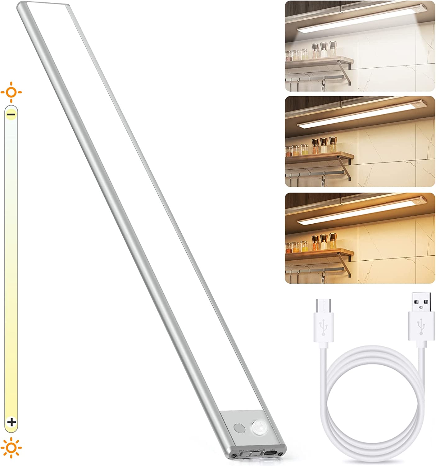 luces led para cocina debajo muebles,luz led sensor movimiento recargable  usb,20/30/40cm luz